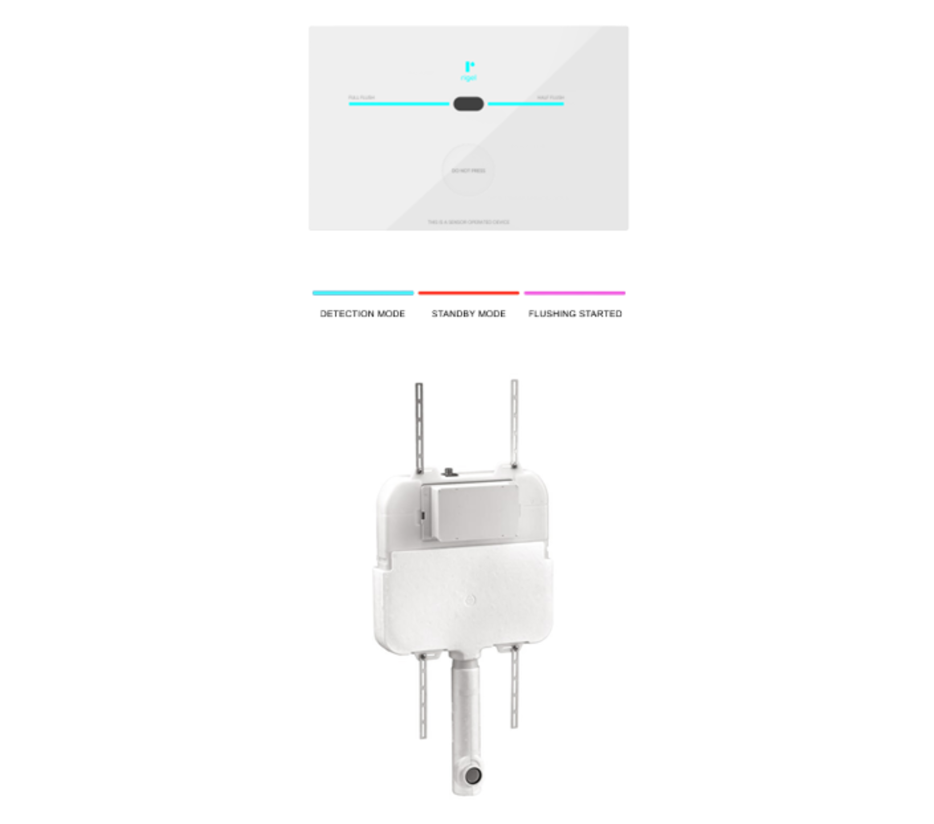 Pneumatic Concealed Cistern, Auto/ Wave/Touch Actuation, White Glass Panel